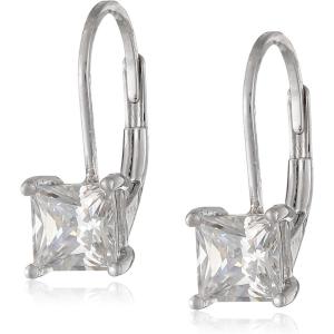 imageAmazon Essentials Sterling Silver Round Cut Cubic Zirconia Leverback EarringsPlatinum
