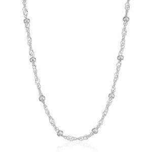 imageAmazon Essentials Sterling Silver Singapore Bead Chain Station NecklaceSilver