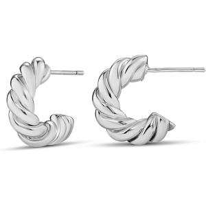 imageAmazon Essentials Sterling Silver Twisted Rope HoopSilver
