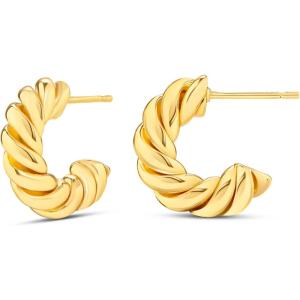 imageAmazon Essentials Sterling Silver Twisted Rope HoopYellow Gold