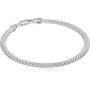 imageAmazon Essentials Sterling Silver or Gold over Sterling Silver Mesh Chain Bracelet 7quot or 8quot  previously Amazon CollectionSilver