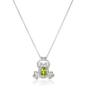 imageAmazon Essentials Womens Sterling Silver Genuine Peridot Frog Pendant Necklace 18quot