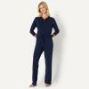 imageAmazon Essentials x Sofia Grainge Womens Long Sleeve Henley Pajama SetNavy