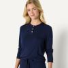 imageAmazon Essentials x Sofia Grainge Womens Long Sleeve Henley Pajama SetNavy