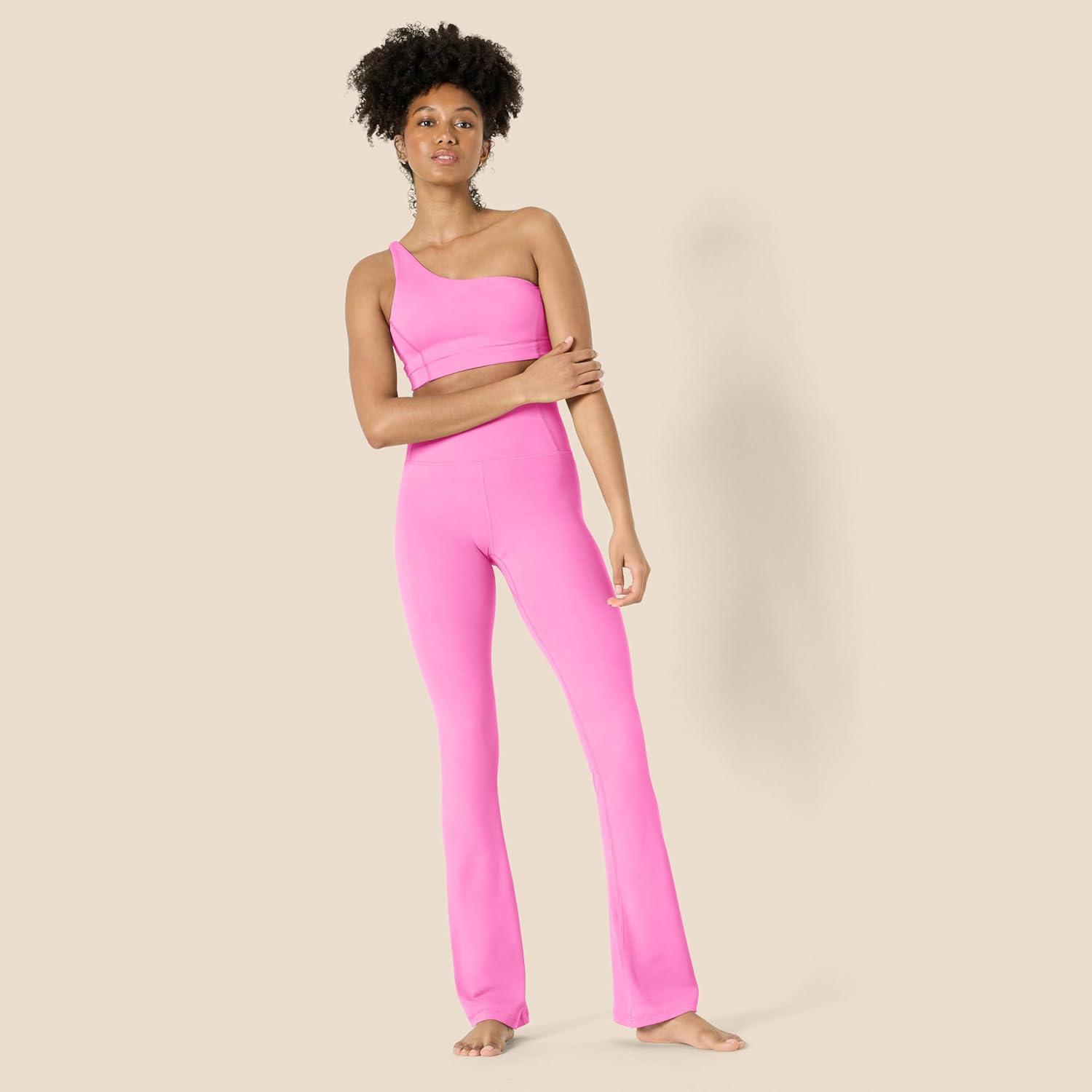 imageAmazon Essentials Womens Active FormFlex Buttery Soft High Waist Bootcut 315quot Inseam Full Length Yoga Pant LeggingsFlamingo Pink