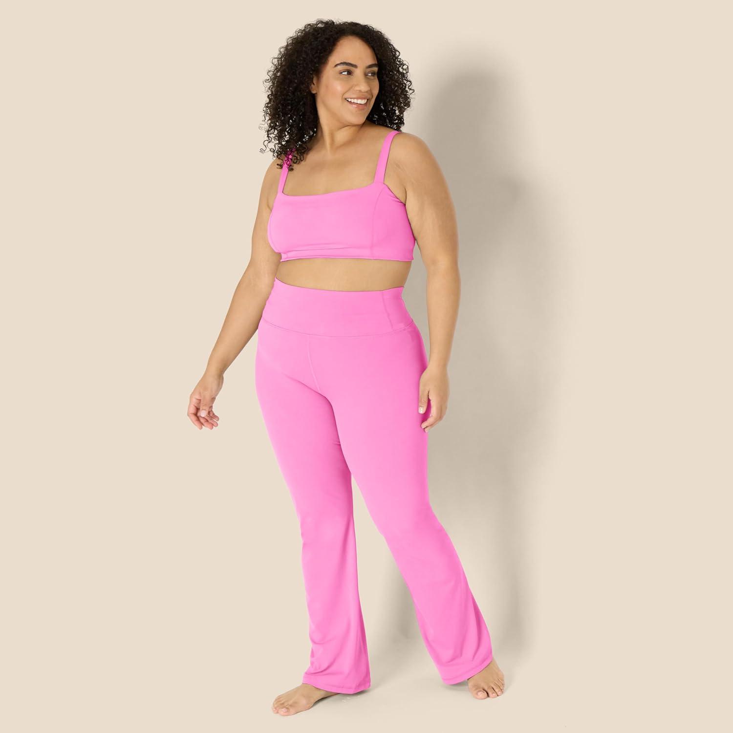 imageAmazon Essentials Womens Active FormFlex Buttery Soft High Waist Bootcut 315quot Inseam Full Length Yoga Pant LeggingsFlamingo Pink