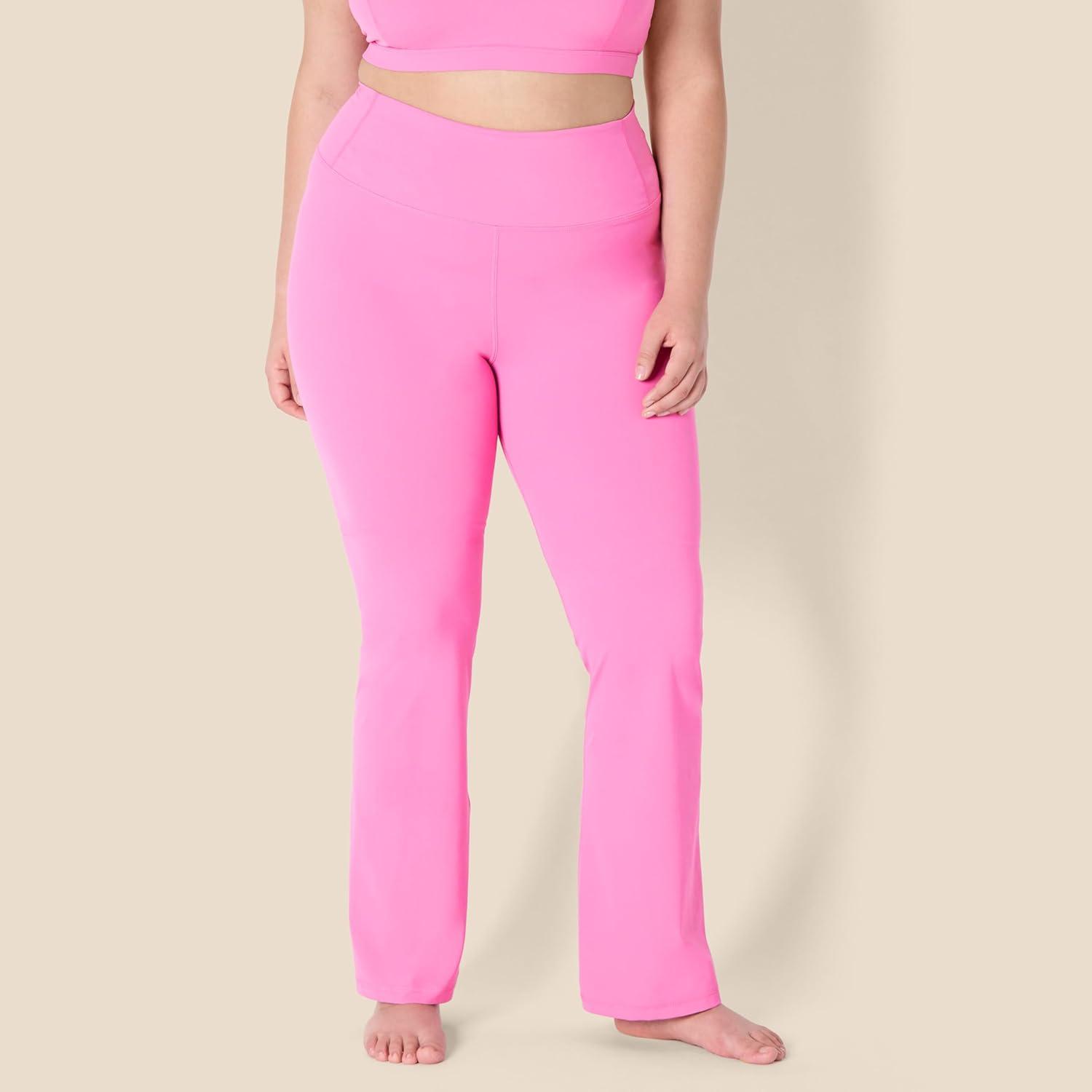 imageAmazon Essentials Womens Active FormFlex Buttery Soft High Waist Bootcut 315quot Inseam Full Length Yoga Pant LeggingsFlamingo Pink