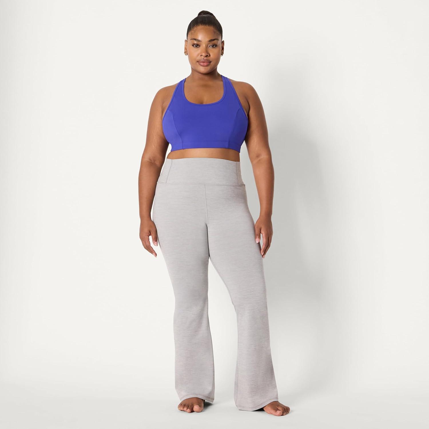 imageAmazon Essentials Womens Active FormFlex Buttery Soft High Waist Bootcut 315quot Inseam Full Length Yoga Pant LeggingsSpace Dye Grey