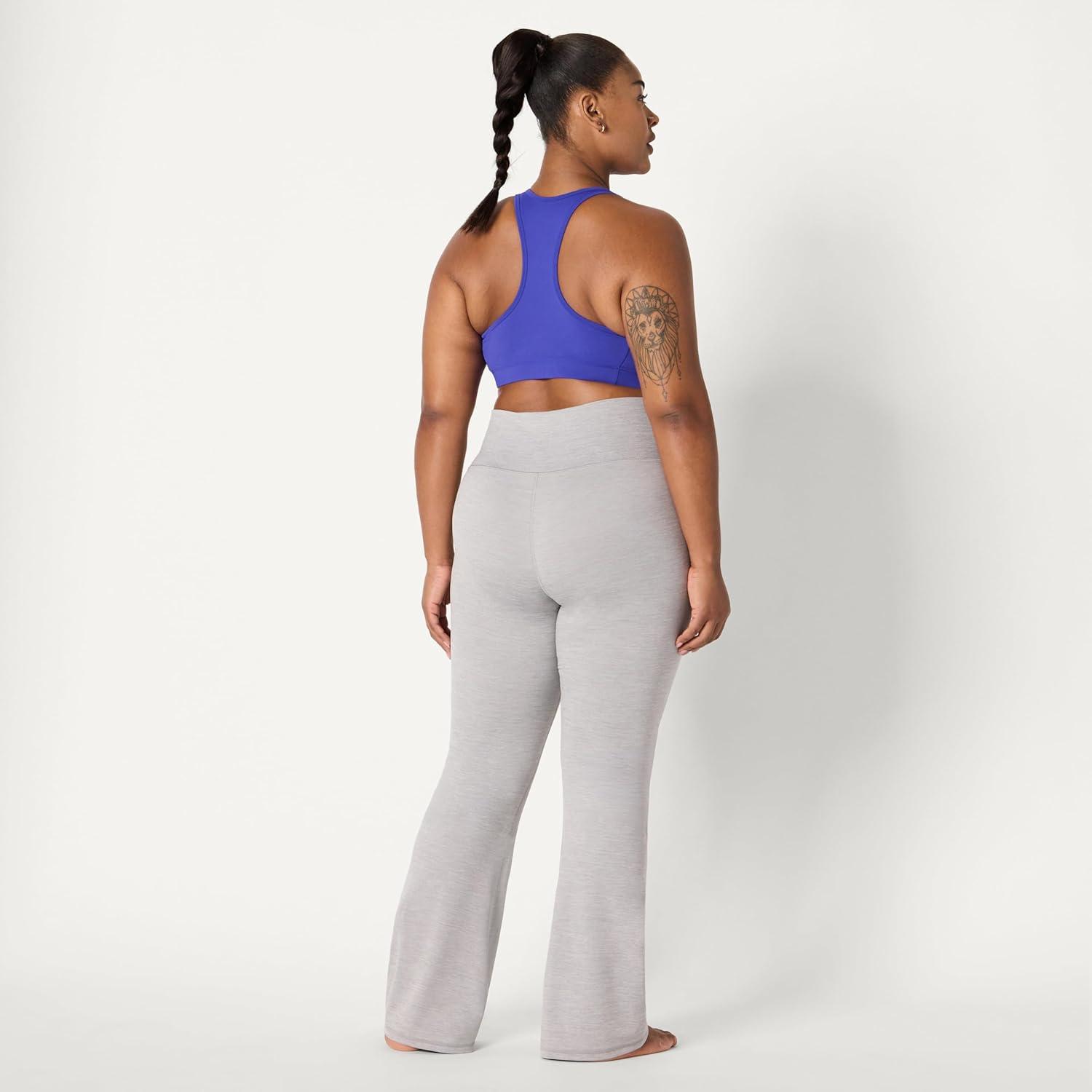 imageAmazon Essentials Womens Active FormFlex Buttery Soft High Waist Bootcut 315quot Inseam Full Length Yoga Pant LeggingsSpace Dye Grey