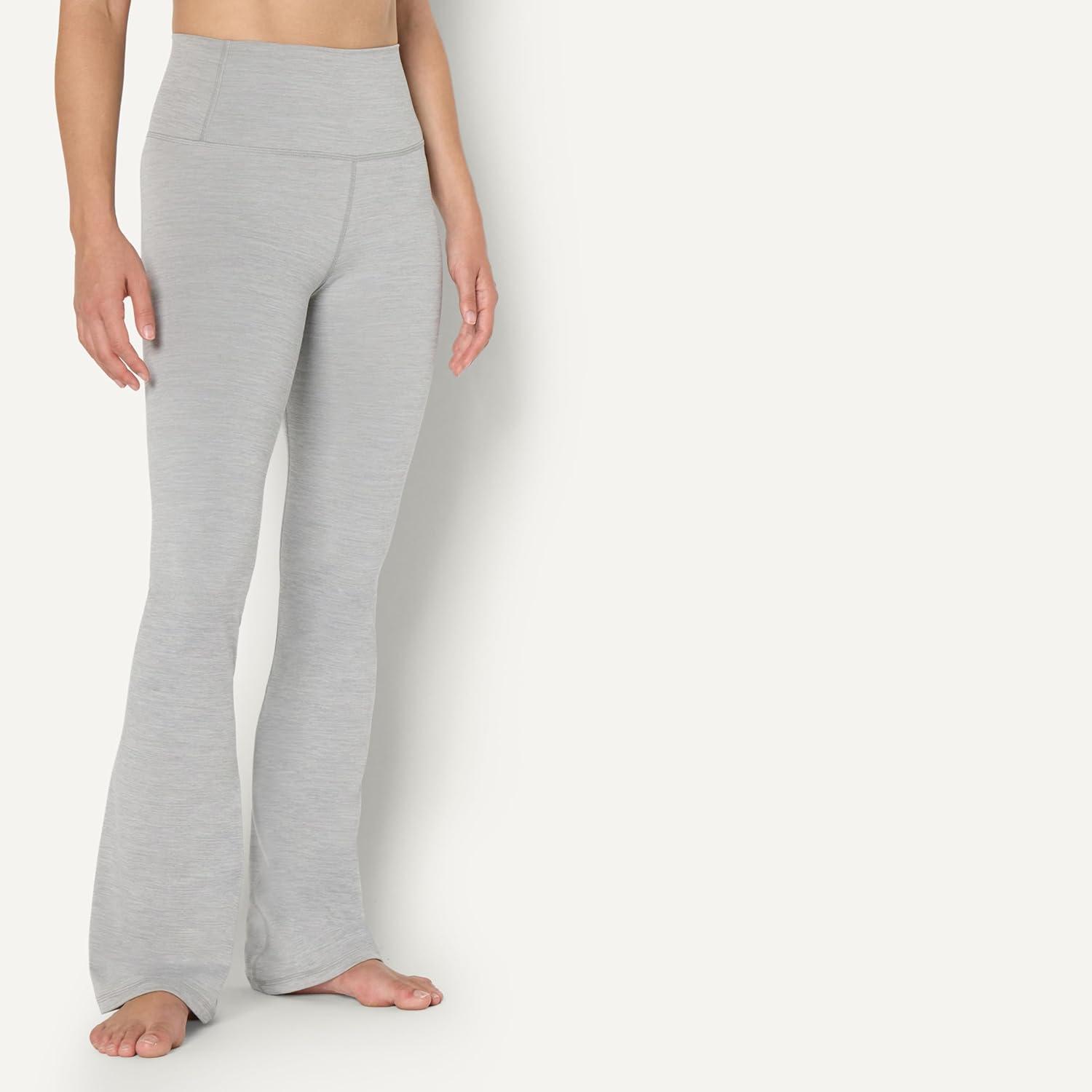 imageAmazon Essentials Womens Active FormFlex Buttery Soft High Waist Bootcut 315quot Inseam Full Length Yoga Pant LeggingsSpace Dye Grey