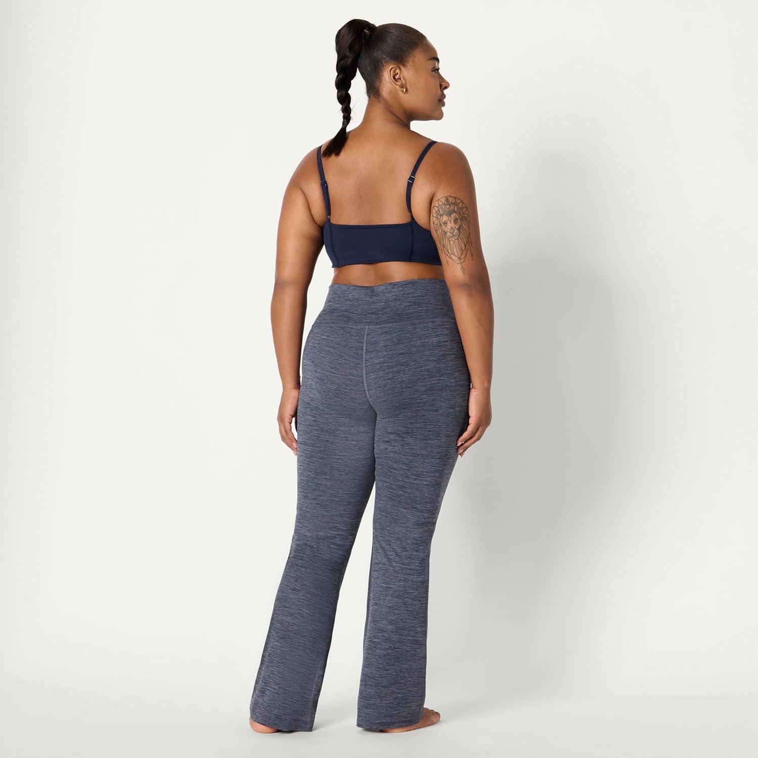imageAmazon Essentials Womens Active FormFlex Buttery Soft High Waist Bootcut 315quot Inseam Full Length Yoga Pant LeggingsSpace Dye Slate
