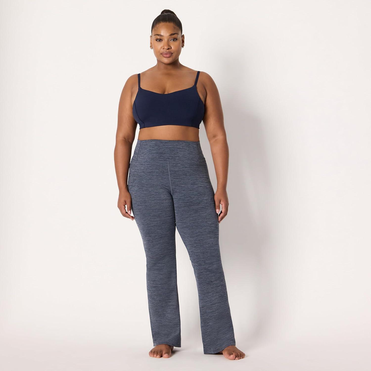 imageAmazon Essentials Womens Active FormFlex Buttery Soft High Waist Bootcut 315quot Inseam Full Length Yoga Pant LeggingsSpace Dye Slate