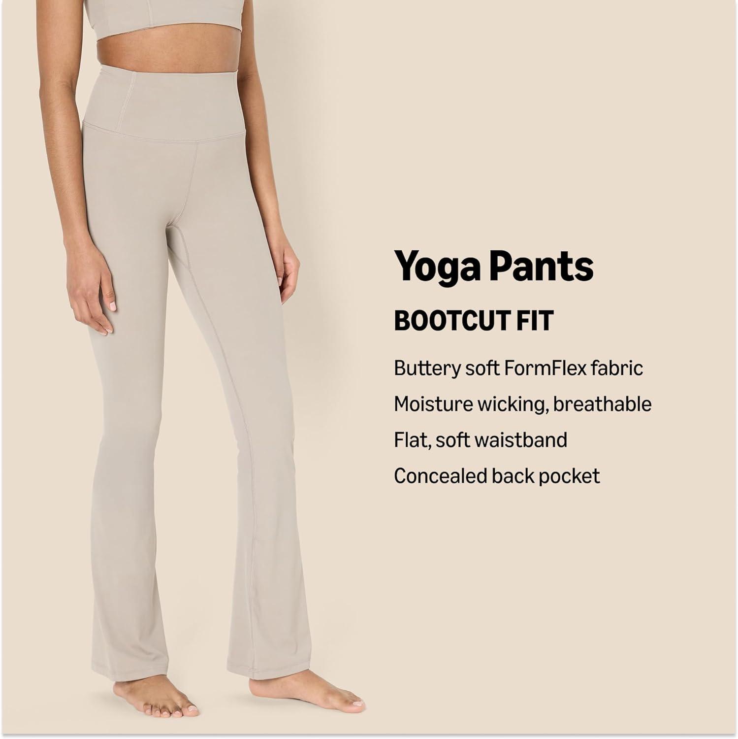 imageAmazon Essentials Womens Active FormFlex Buttery Soft High Waist Bootcut 315quot Inseam Full Length Yoga Pant LeggingsTaupe