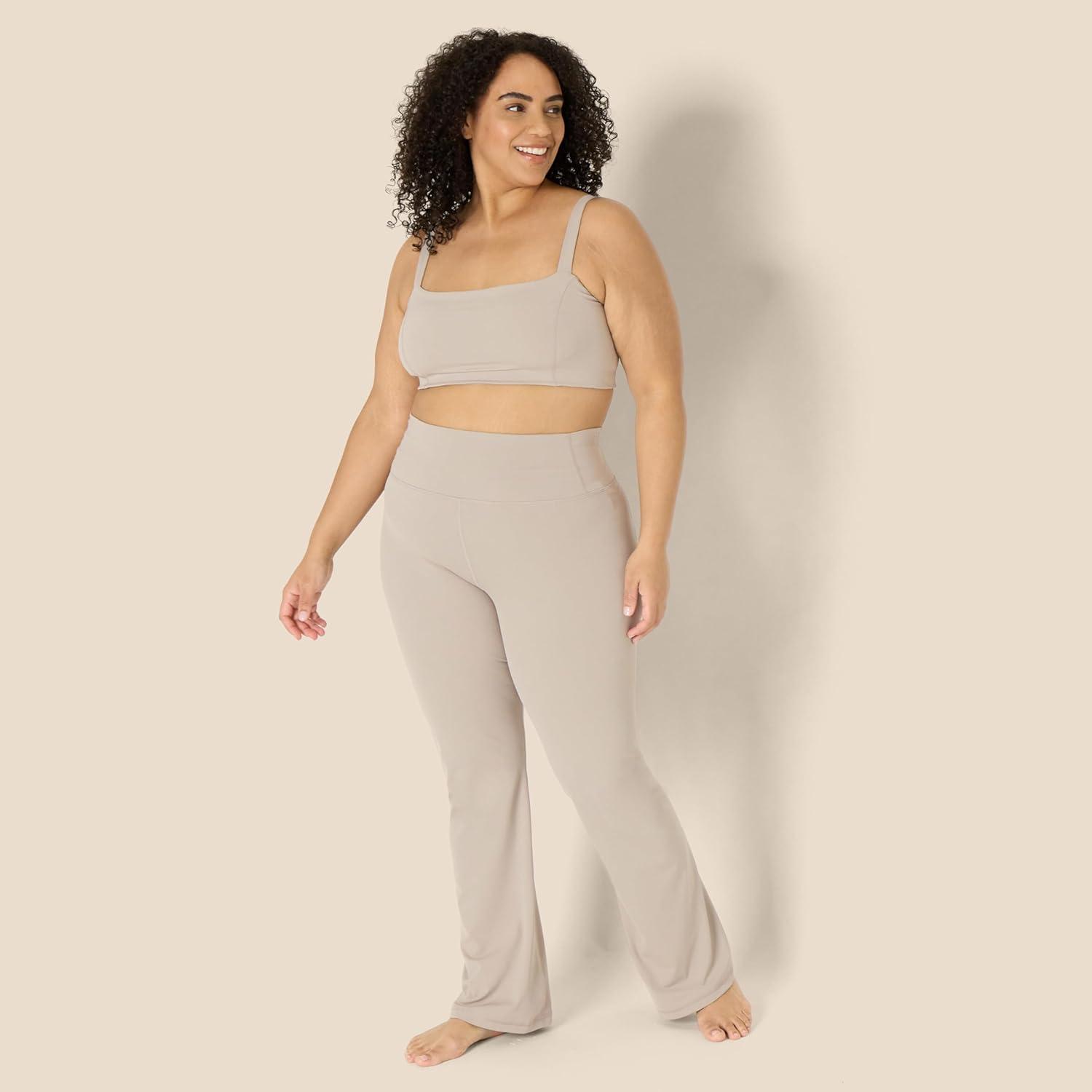 imageAmazon Essentials Womens Active FormFlex Buttery Soft High Waist Bootcut 315quot Inseam Full Length Yoga Pant LeggingsTaupe