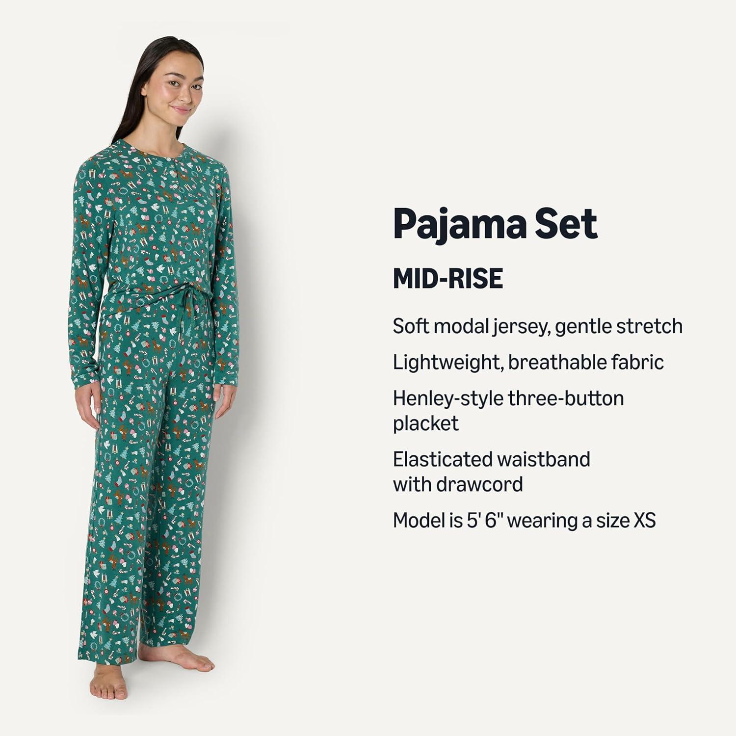 imageAmazon Essentials x Sofia Grainge Matching Holiday Family Pajama SetsDark Sage Green Holiday