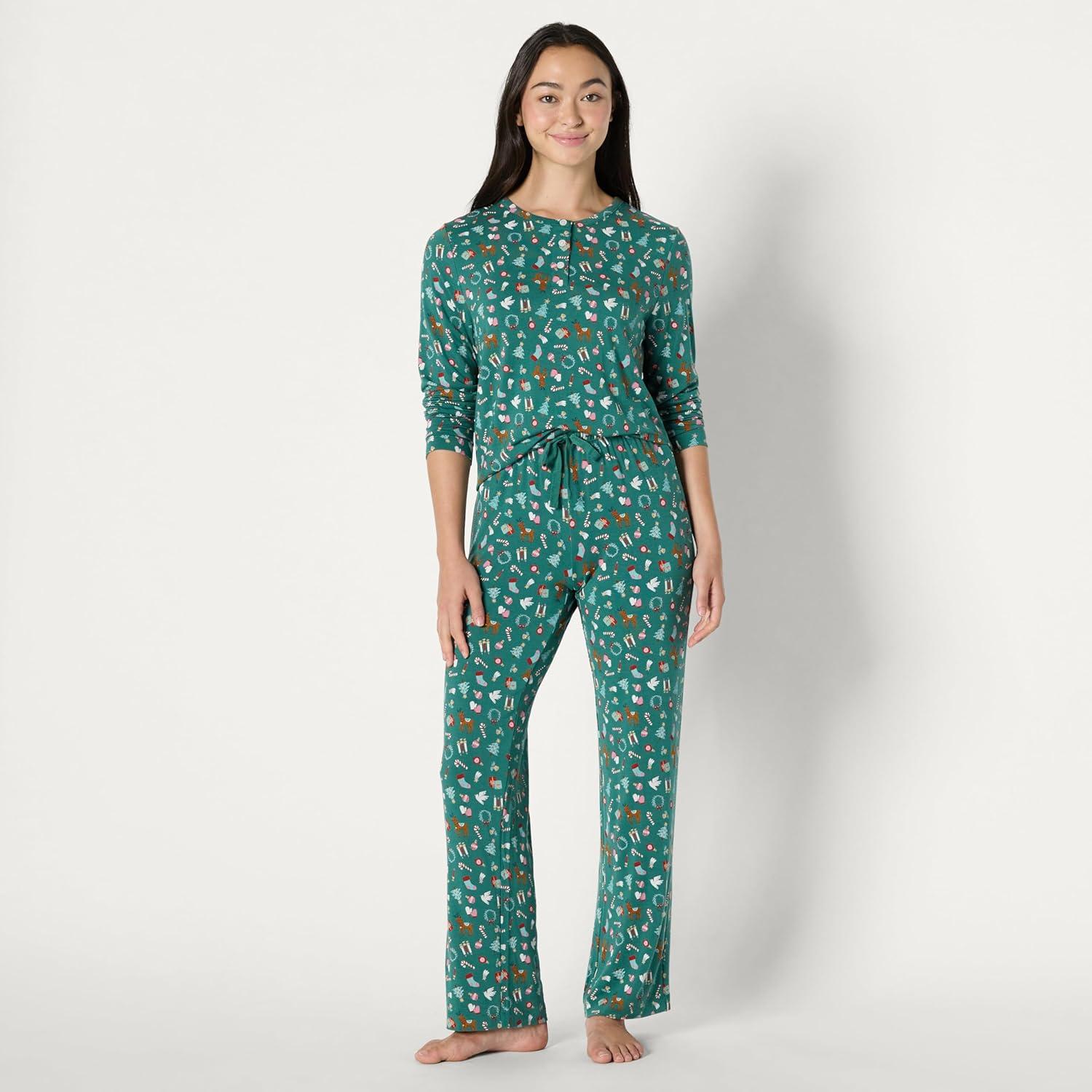 imageAmazon Essentials x Sofia Grainge Matching Holiday Family Pajama SetsDark Sage Green Holiday