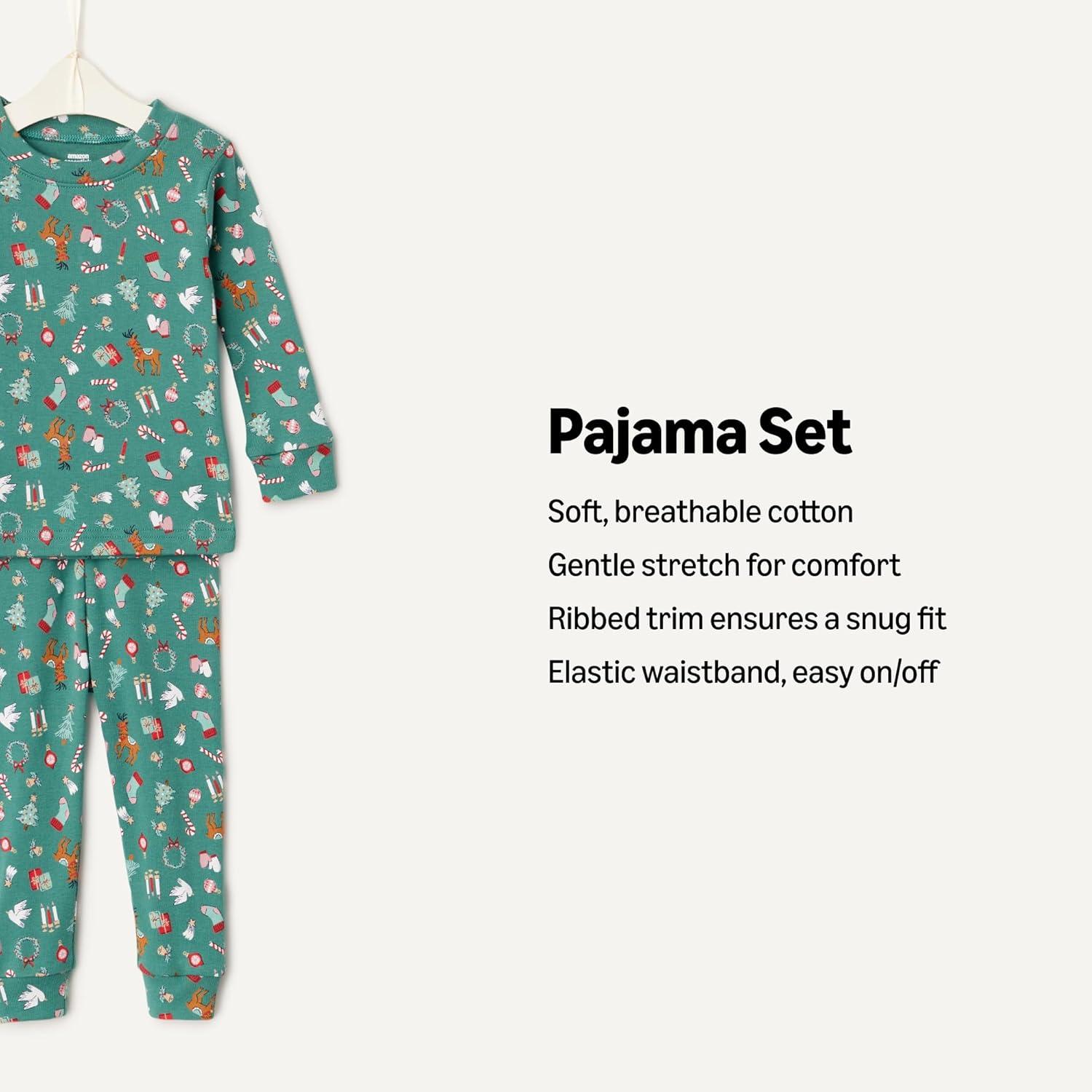 imageAmazon Essentials x Sofia Grainge Matching Holiday Family Pajama SetsDark Sage Green Holiday