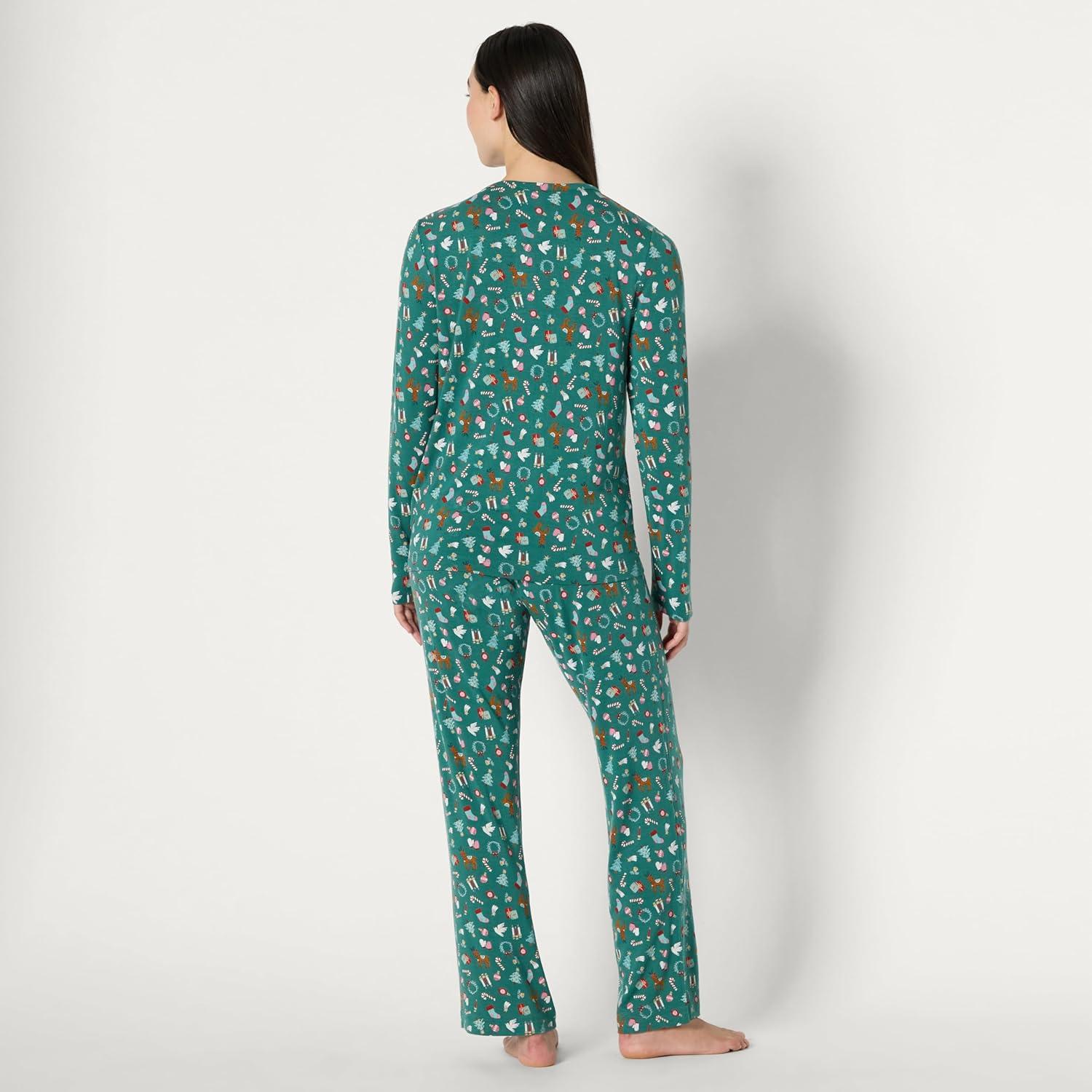 imageAmazon Essentials x Sofia Grainge Matching Holiday Family Pajama SetsDark Sage Green Holiday