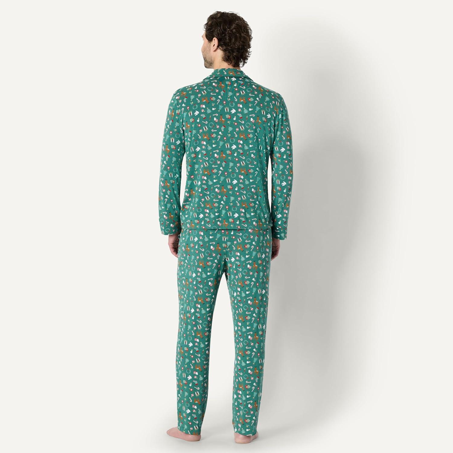imageAmazon Essentials x Sofia Grainge Matching Holiday Family Pajama SetsDark Sage Green Holiday