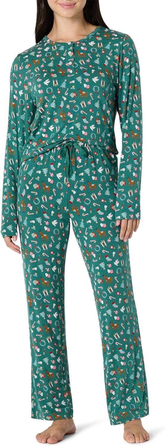 imageAmazon Essentials x Sofia Grainge Matching Holiday Family Pajama SetsDark Sage Green Holiday