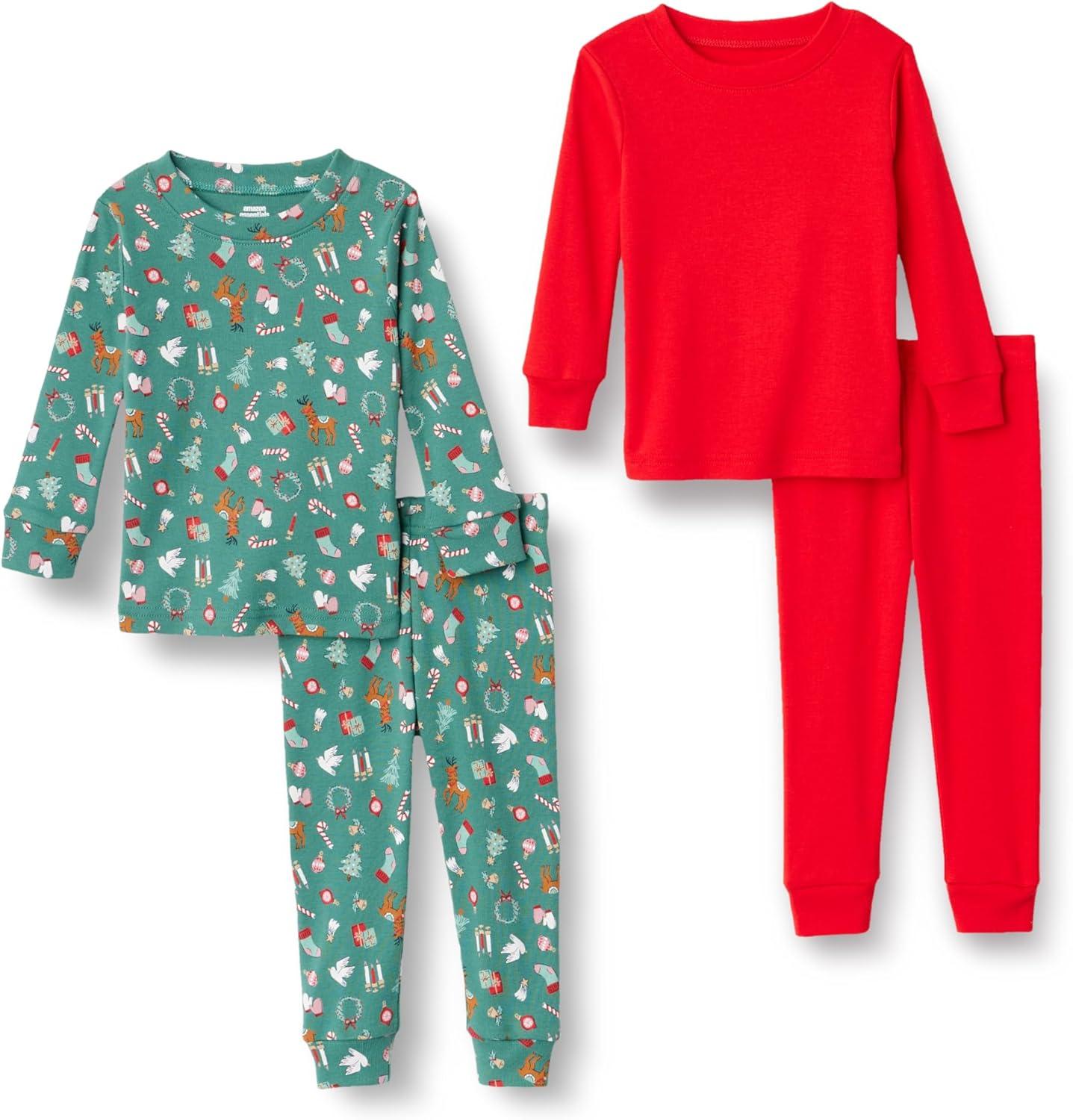 imageAmazon Essentials x Sofia Grainge Matching Holiday Family Pajama SetsDark Sage Green Holiday