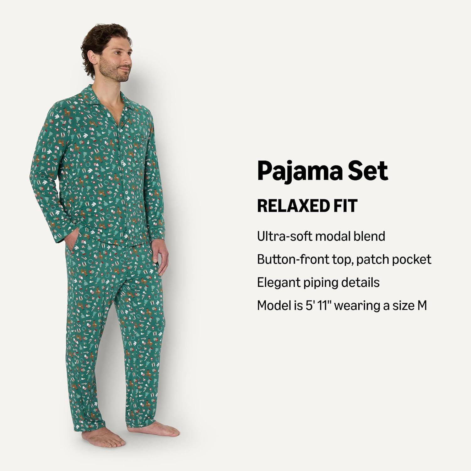 imageAmazon Essentials x Sofia Grainge Matching Holiday Family Pajama SetsDark Sage Green Holiday