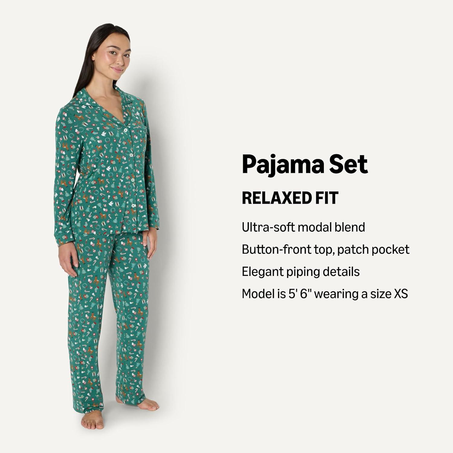 imageAmazon Essentials x Sofia Grainge Matching Holiday Family Pajama SetsDark Sage Green Holiday