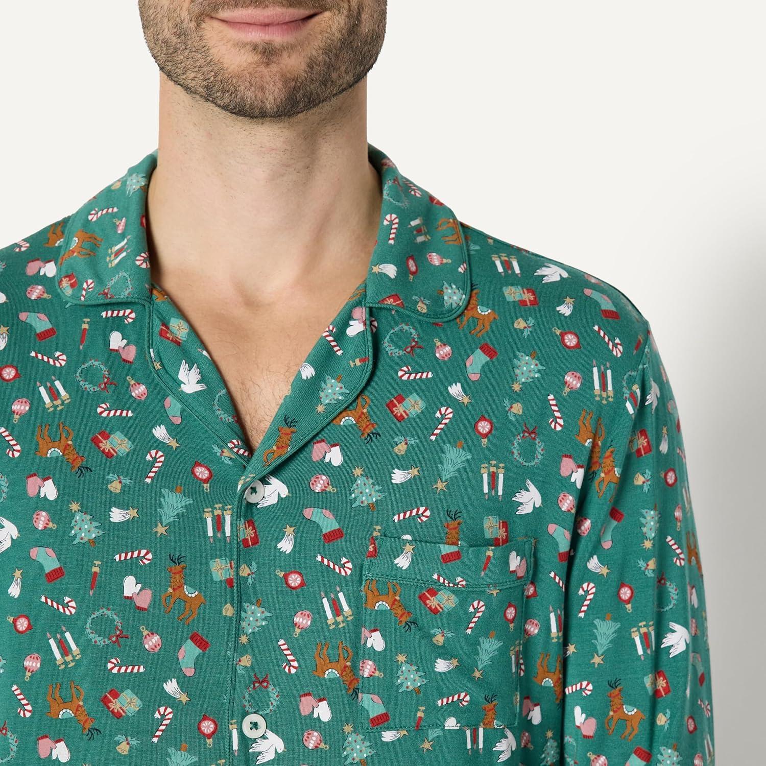 imageAmazon Essentials x Sofia Grainge Matching Holiday Family Pajama SetsDark Sage Green Holiday