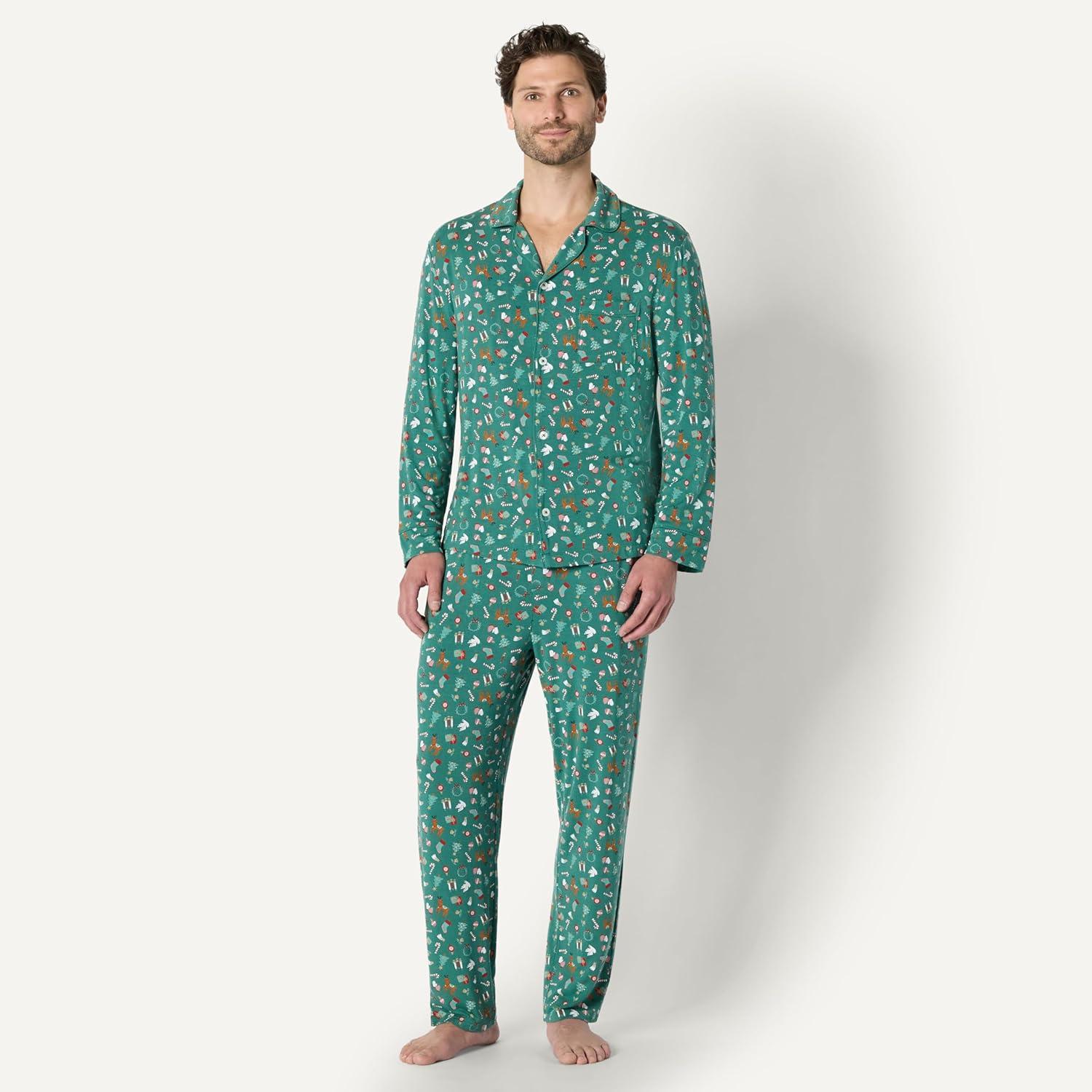 imageAmazon Essentials x Sofia Grainge Matching Holiday Family Pajama SetsDark Sage Green Holiday