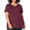 imageAmazon Essentials Womens Active Quick Dry Tech Stretch ShortSleeve VNeck TShirt Available in Plus Size Pack of 2BlackBurgundy Space Dye