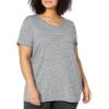 imageAmazon Essentials Womens Active Quick Dry Tech Stretch ShortSleeve VNeck TShirt Available in Plus Size Pack of 2BlackDark Grey Space Dye