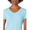 imageAmazon Essentials Womens Active Quick Dry Tech Stretch ShortSleeve VNeck TShirt Available in Plus Size Pack of 2BlueNeon Pink