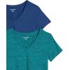 imageAmazon Essentials Womens Active Quick Dry Tech Stretch ShortSleeve VNeck TShirt Available in Plus Size Pack of 2BlueTeal Green Space Dye