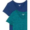 imageAmazon Essentials Womens Active Quick Dry Tech Stretch ShortSleeve VNeck TShirt Available in Plus Size Pack of 2BlueTeal Green Space Dye