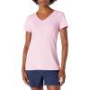 imageAmazon Essentials Womens Active Quick Dry Tech Stretch ShortSleeve VNeck TShirt Available in Plus Size Pack of 2Grey Space DyeLight Pink