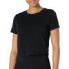 imageAmazon Essentials Womens Active Soft Cotton Crewneck Short Sleeve Yoga Workout Lightweight Cropped TShirtBlack