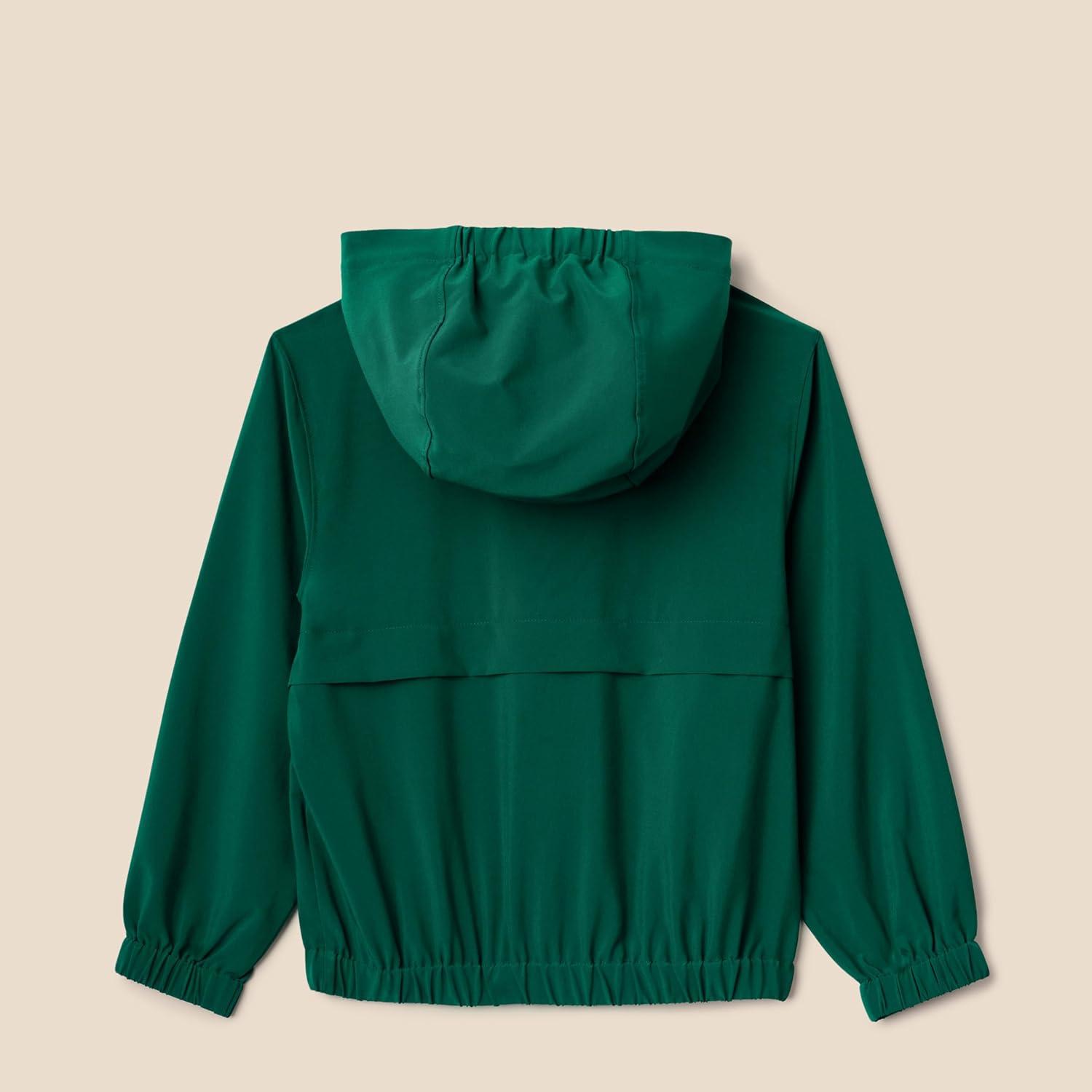 imageAmazon Essentials Boys Active Performance Stretch Woven FullZip Athletic Hoodie JacketDark Green