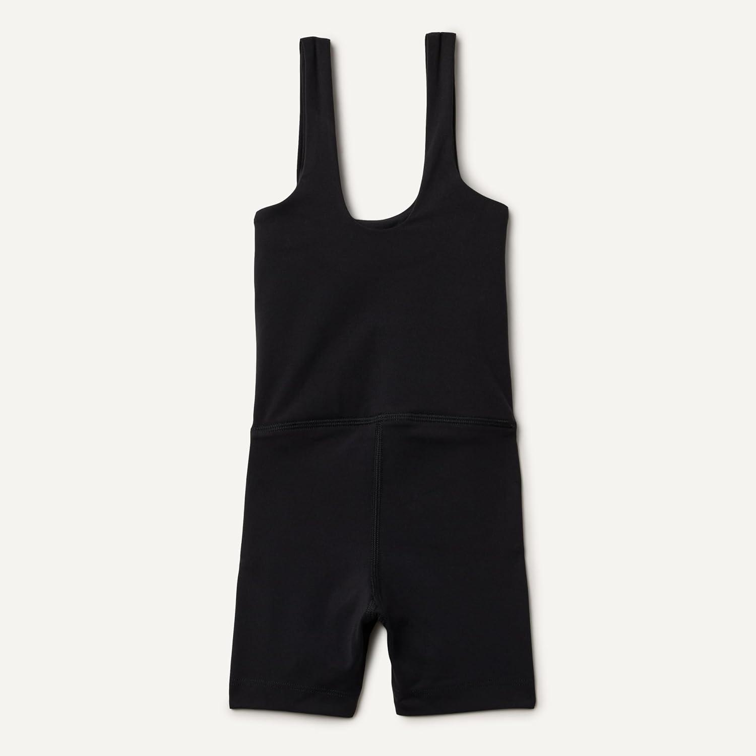 imageAmazon Essentials Girls Gymnastics Buttery Soft FormFlex Tank Unitard Leotard with ShortsBlack