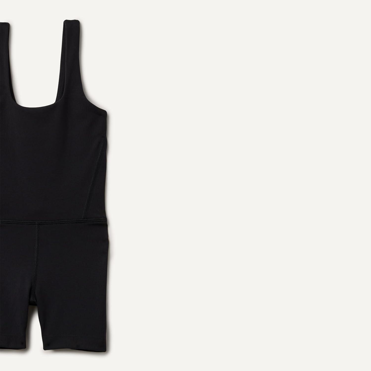 imageAmazon Essentials Girls Gymnastics Buttery Soft FormFlex Tank Unitard Leotard with ShortsBlack