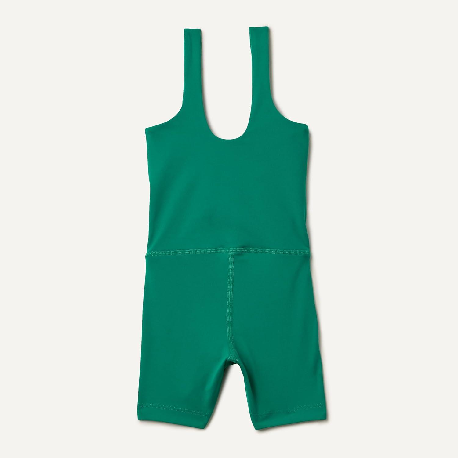 imageAmazon Essentials Girls Gymnastics Buttery Soft FormFlex Tank Unitard Leotard with ShortsEmerald Green