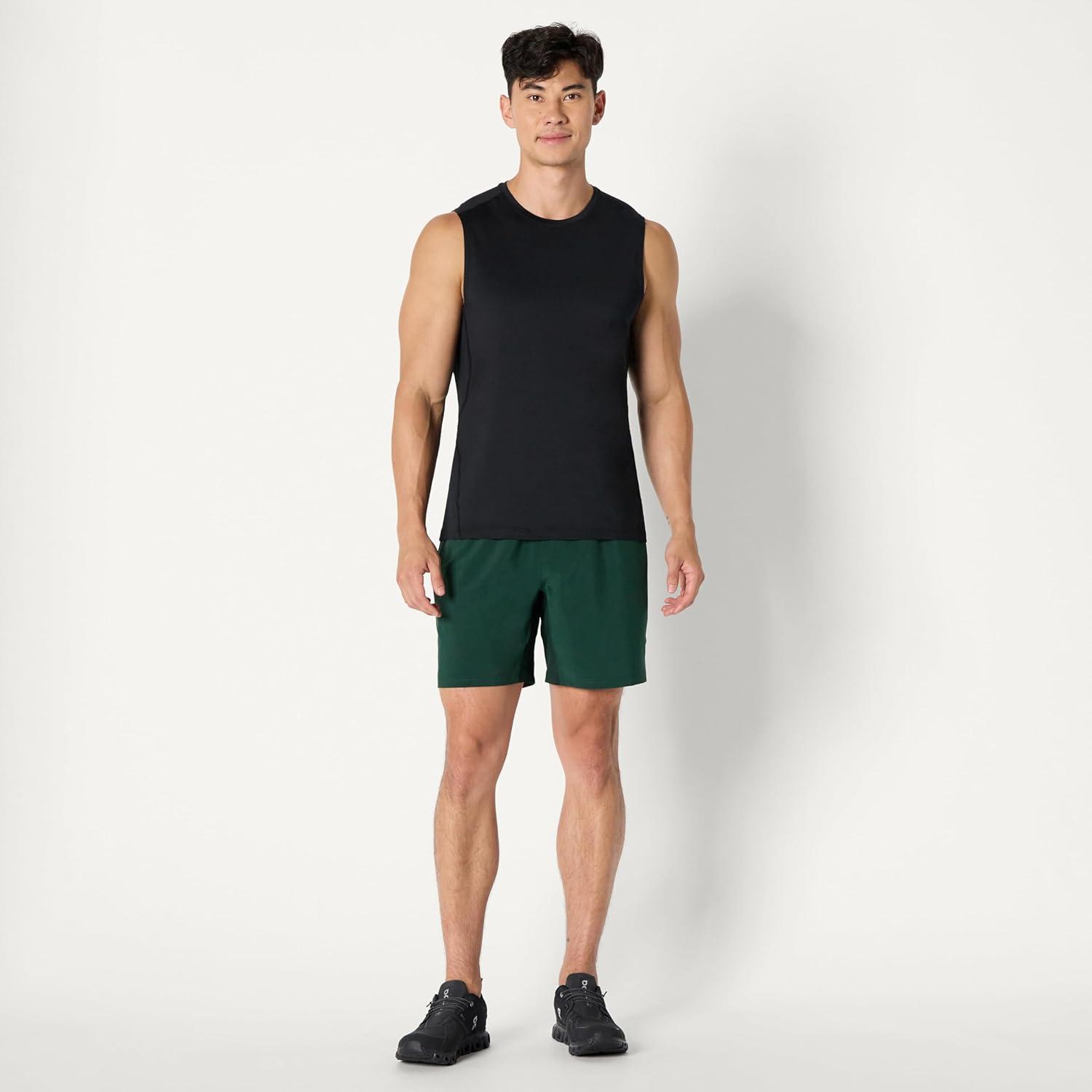 imageAmazon Essentials Mens Active Quick Dry Tech Stretch Lightweight Sleeveless Muscle Shirt MultipacksBlackHeather Graphite