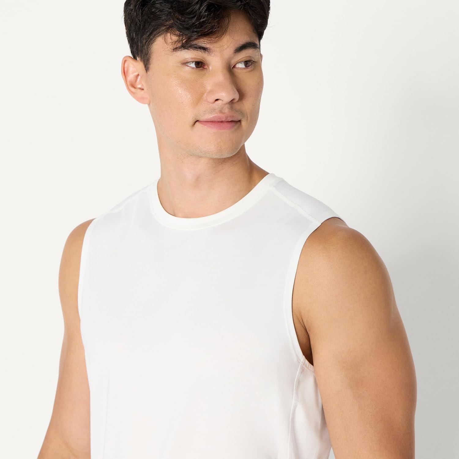 imageAmazon Essentials Mens Active Quick Dry Tech Stretch Lightweight Sleeveless Muscle Shirt MultipacksBlackWhite