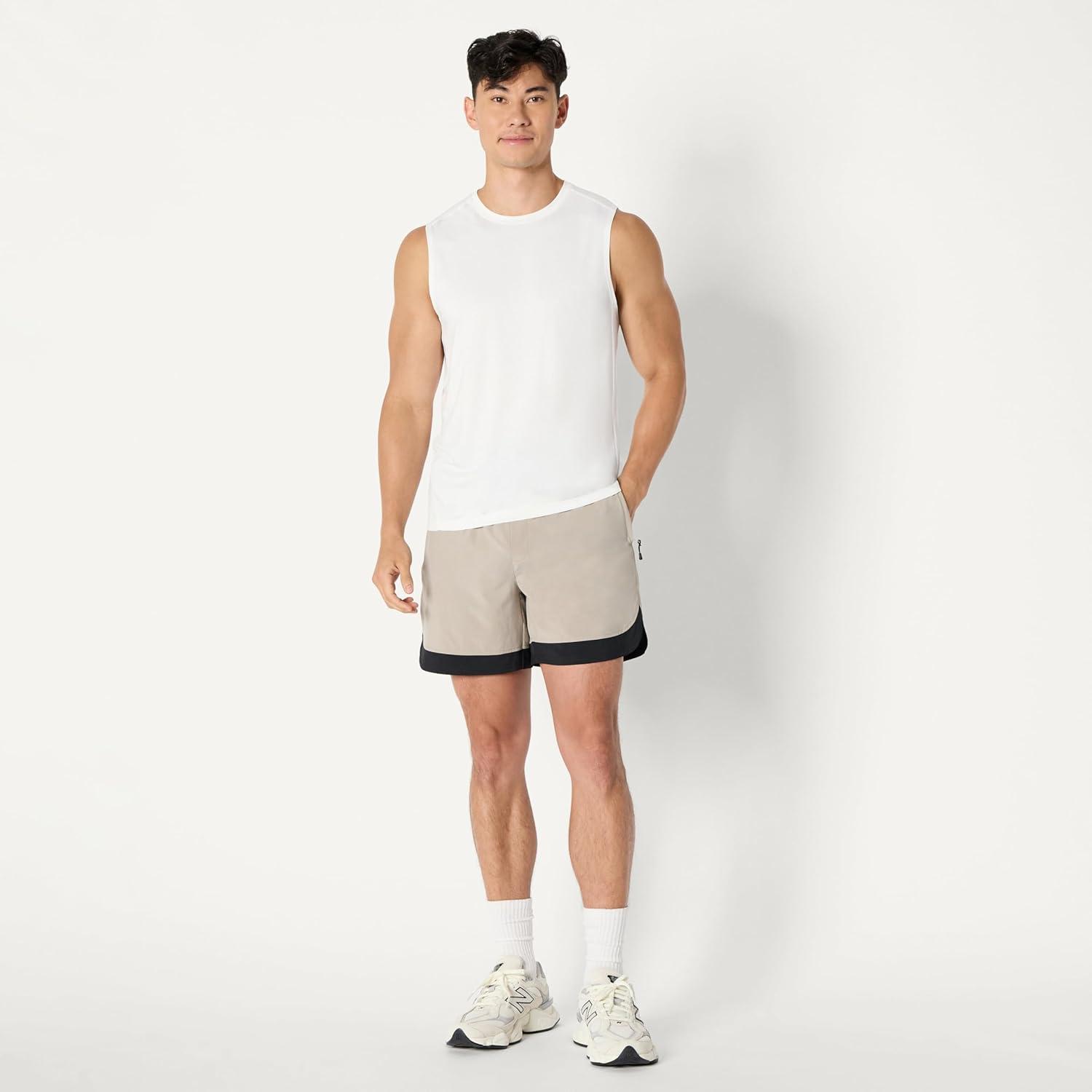 imageAmazon Essentials Mens Active Quick Dry Tech Stretch Lightweight Sleeveless Muscle Shirt MultipacksBlackWhite