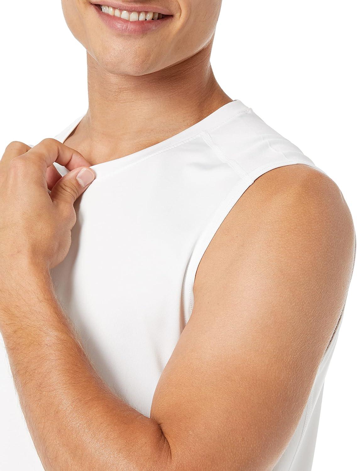 imageAmazon Essentials Mens Active Quick Dry Tech Stretch Lightweight Sleeveless Muscle Shirt MultipacksBright White