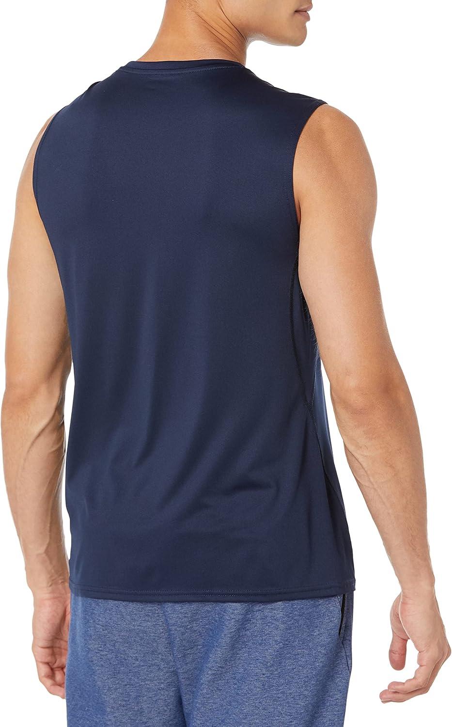 imageAmazon Essentials Mens Active Quick Dry Tech Stretch Lightweight Sleeveless Muscle Shirt MultipacksDark Blue
