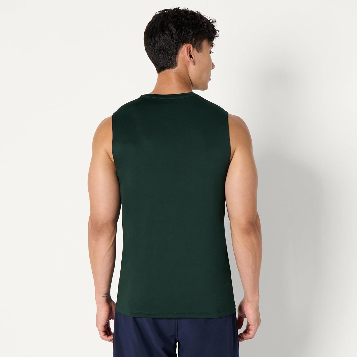 imageAmazon Essentials Mens Active Quick Dry Tech Stretch Lightweight Sleeveless Muscle Shirt MultipacksDark Green