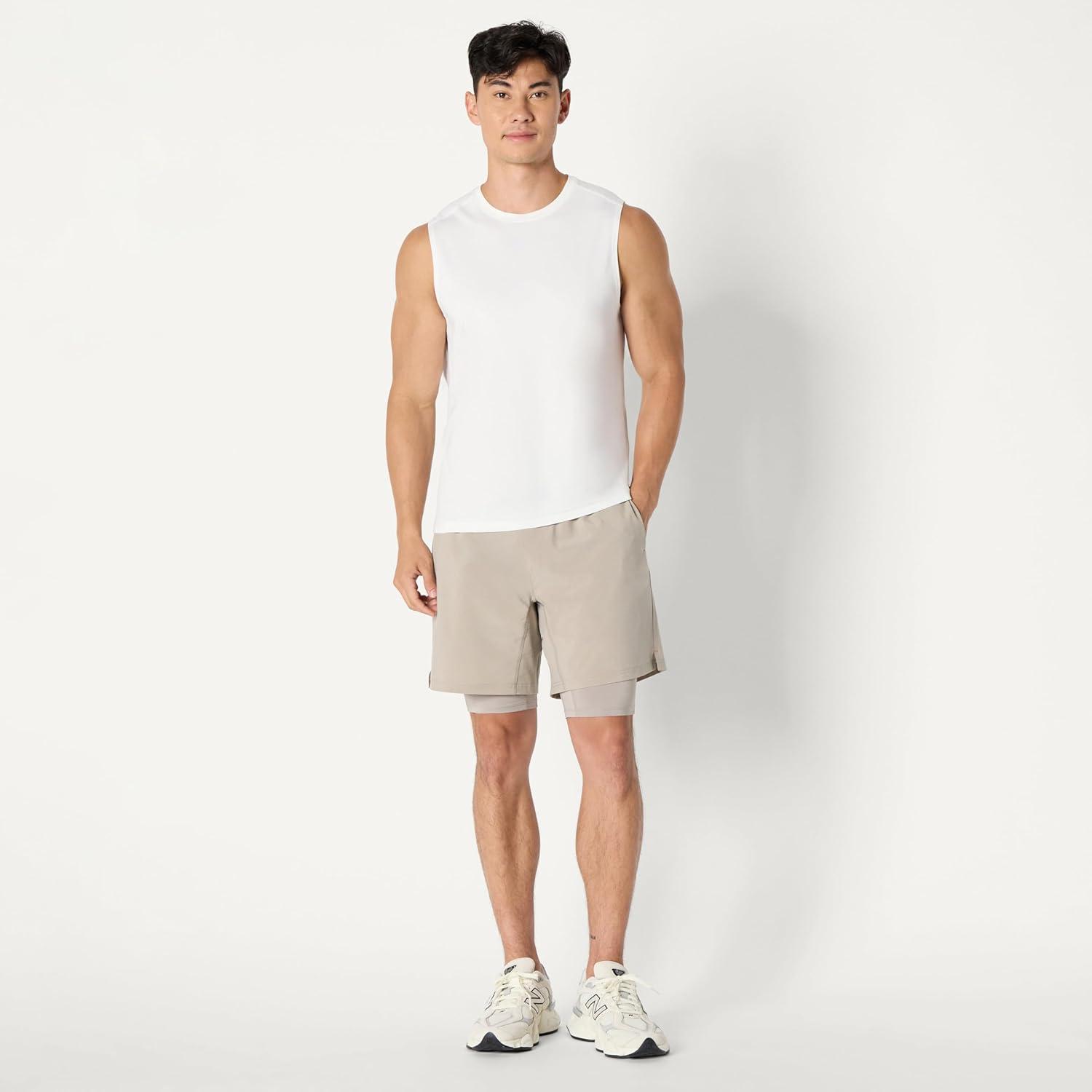 imageAmazon Essentials Mens Active Quick Dry Tech Stretch Lightweight Sleeveless Muscle Shirt MultipacksWhite