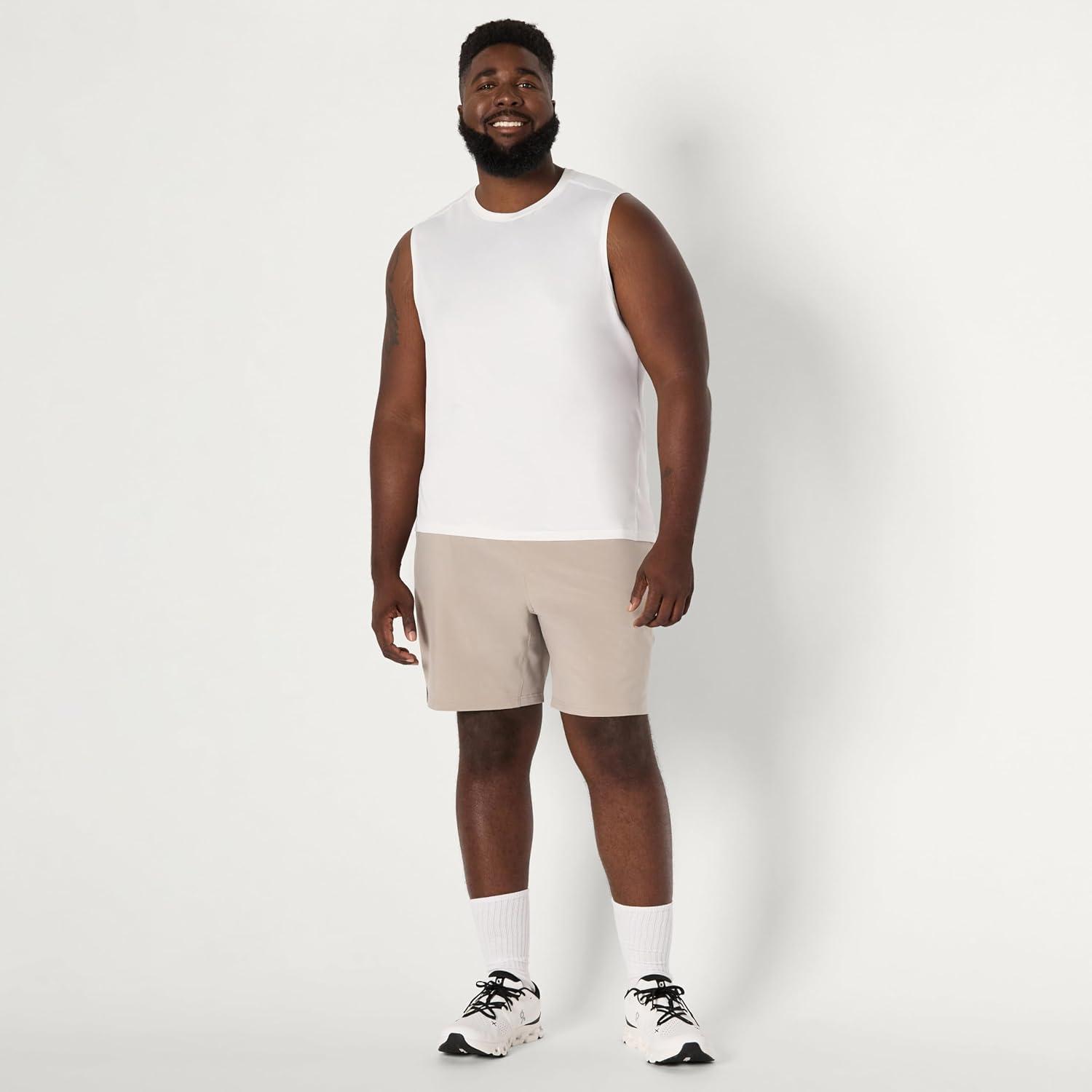 imageAmazon Essentials Mens Active Quick Dry Tech Stretch Lightweight Sleeveless Muscle Shirt MultipacksWhite