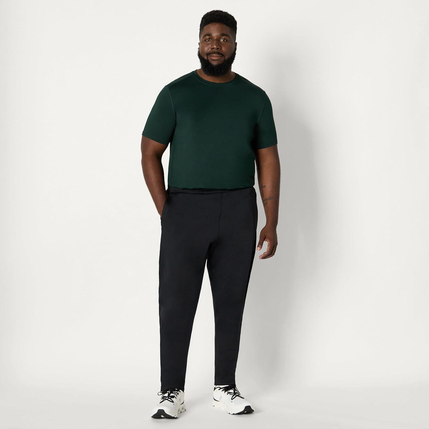 imageAmazon Essentials Mens Athletic Performance Stretch Knit Gym Ankle Length Tapered Training PantBlack