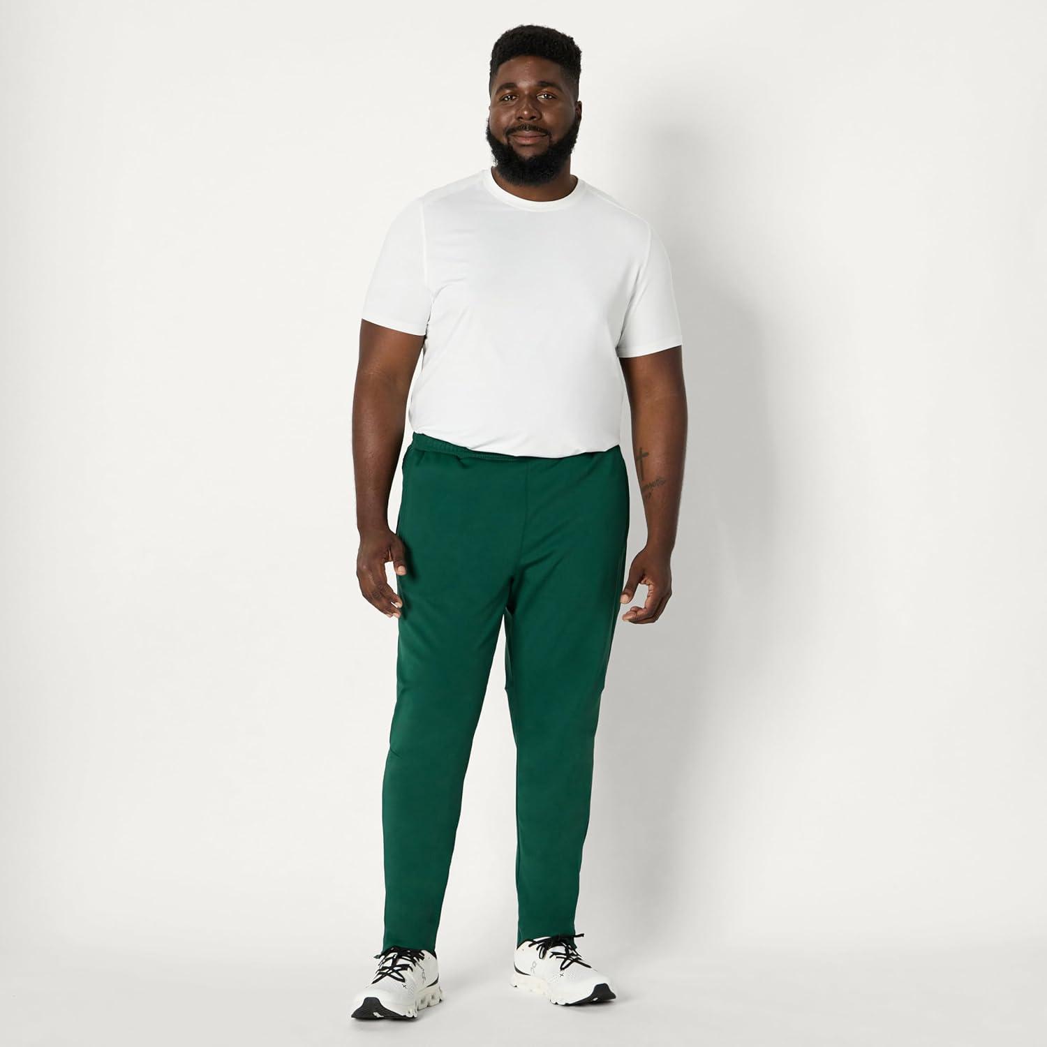 imageAmazon Essentials Mens Athletic Performance Stretch Knit Gym Ankle Length Tapered Training PantDark Green